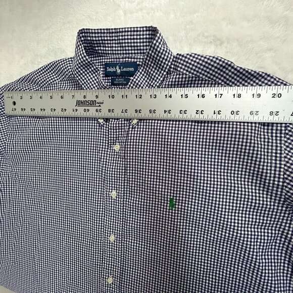 Ralph Lauren Blake Mens Gingham Button-Down Shirt XL Purple/White Short Sleeve - Picture 4 of 6